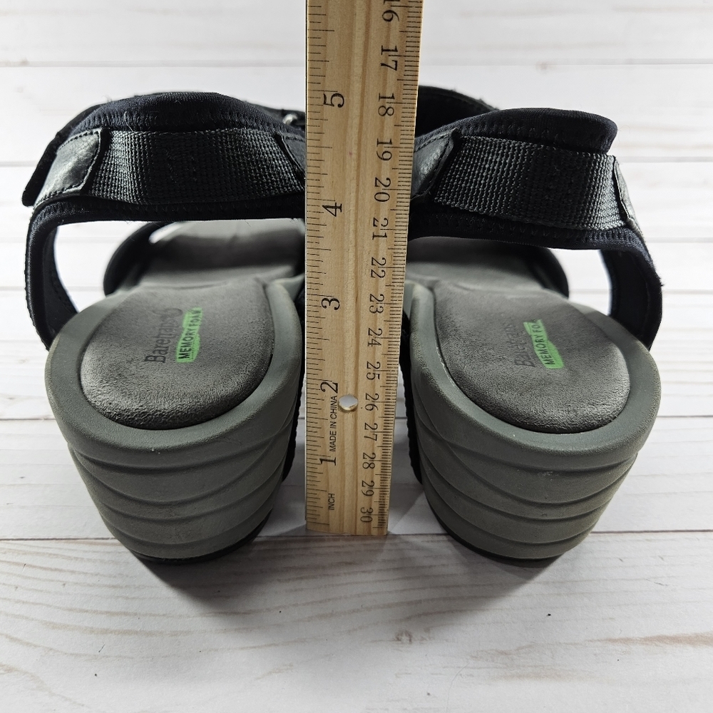 BareTraps Womens Boland Black‎ Ankle Strap Open Toe Wedge Sandals Size 11 - Picture 9 of 11